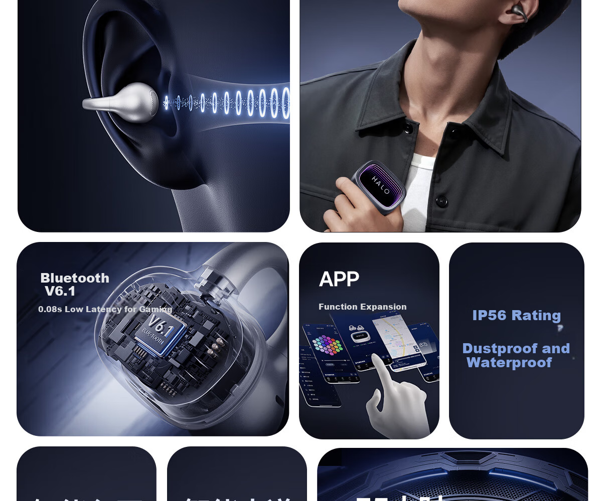 Edifier Halo Clip Clip-On Trendy Bluetooth Earphones Cyber Abyss Lighting Bluetooth 6.1 35H Long Battery Life Compatible with Apple Huawei Xiaomi Phantom Silver 5