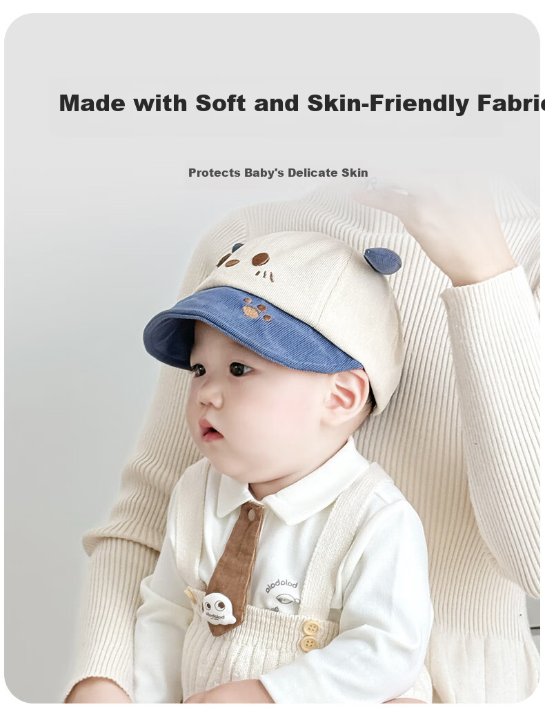 Aibao Baby Hat Spring and Autumn Cartoon Baseball Cap for Kids Outdoor Sunshade Blue Bear T150 3
