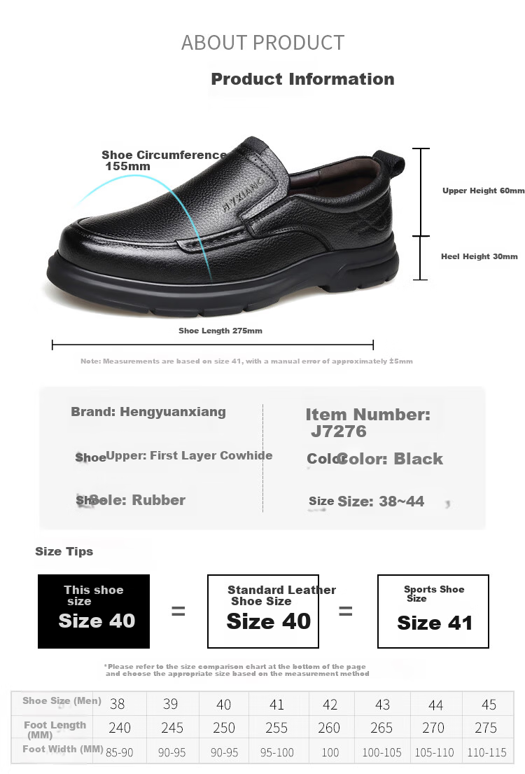 Hengyuanxiang Men's Slip-On Business Casual Breathable Driving Loafers J7276 Black Size 42 7