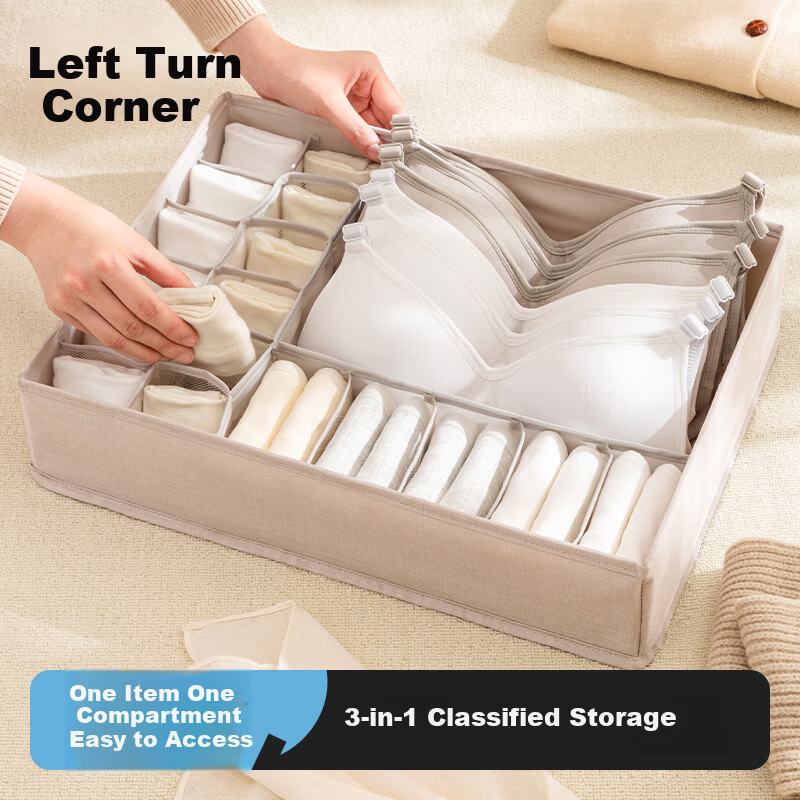 Left Corner Underwear Storage Box Drawer Divider for Socks and Bras Organizer for Home Wardrobe