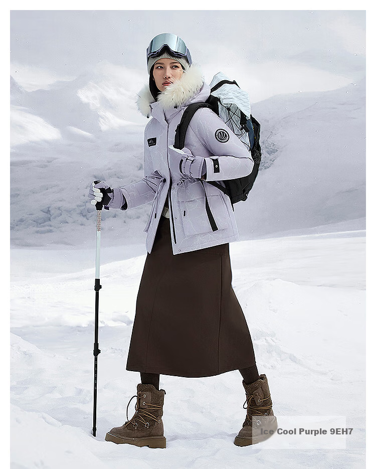 BOSIDENG Off-Season Extreme Cold Goose Down Women's Winter Thickened Hooded Short Coat with Large Fur Collar Mall Edition 18