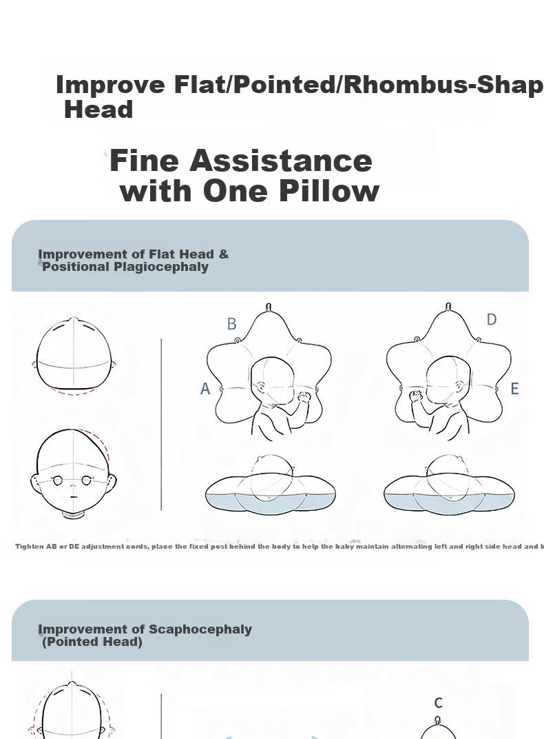 Aibedila Baby Shaping Pillow Newborn Head Correction Pillow 0-6 Months Anti-Flat Head Sleep Aid Blue 5