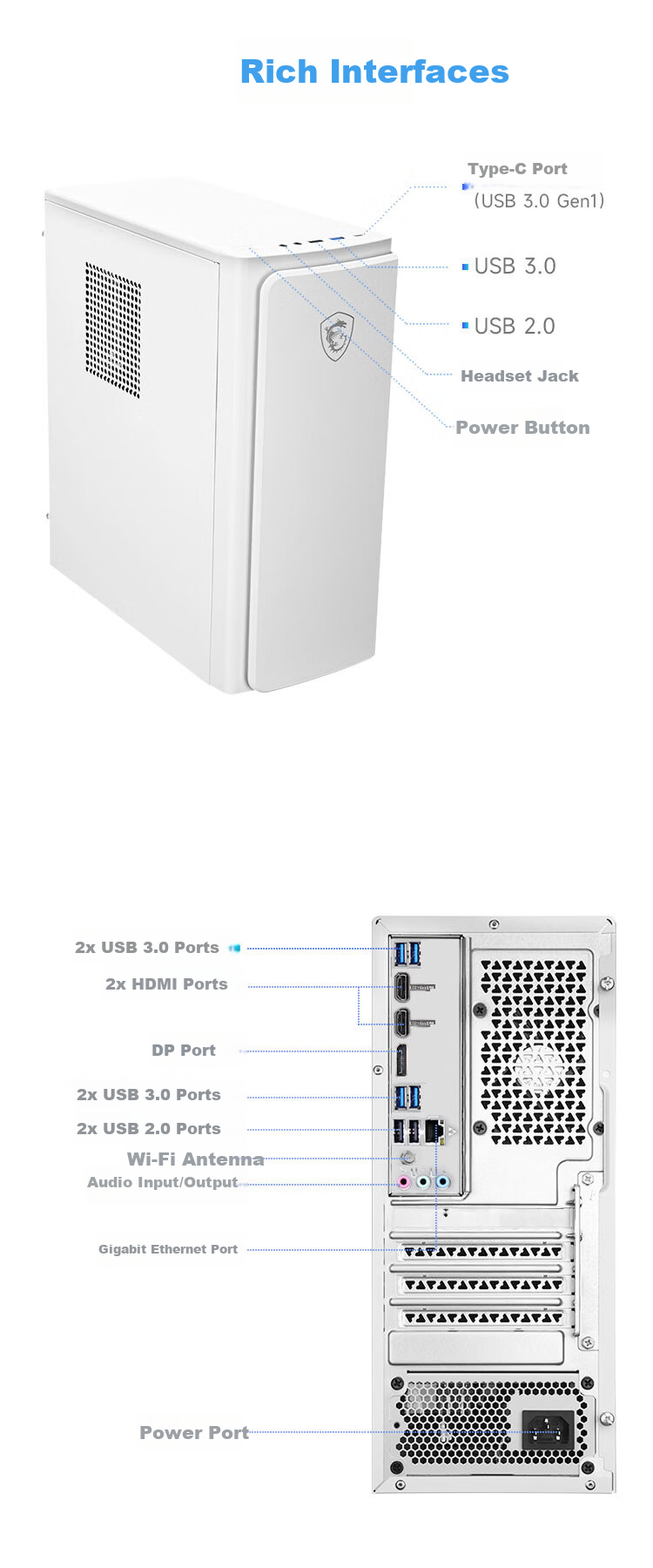 MSI Designer P70 Office Desktop Computer (AMD Ryzen R7 5755G, 16GB RAM, 512GB SSD, Business Keyboard And Mouse, Genuine Windows 11) Business Home Office Complete System, Single Tower Case 6