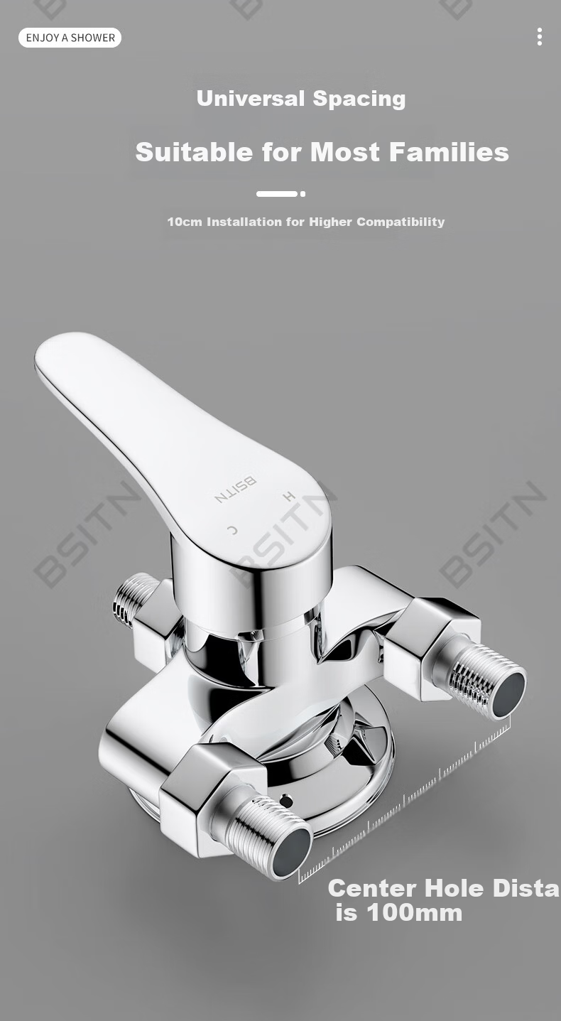 BSITN Simple Surface-Mounted Shower Set Small Apartment Copper Mixing Valve Shower Head Hose Bracket Complete Set Without Top Spray H024 6