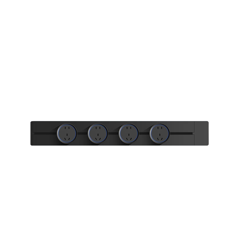 PNTU Slim Track Socket Surface-Mounted No Slot Required, 8000W High Power Sliding Rail Track Mobile Sideboard Guide Rail 50cm + 4 Adapters, Moon Shadow Black