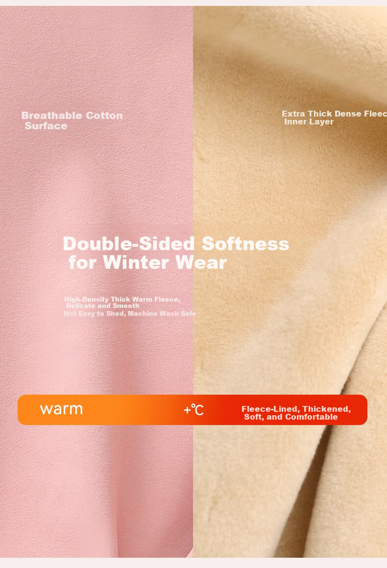 Urban Beauty Women's Thermal Underwear Set Autumn Winter Fleece Lined Thickened Flame Velvet Minus 40°C Cold Resistant Windproof 10