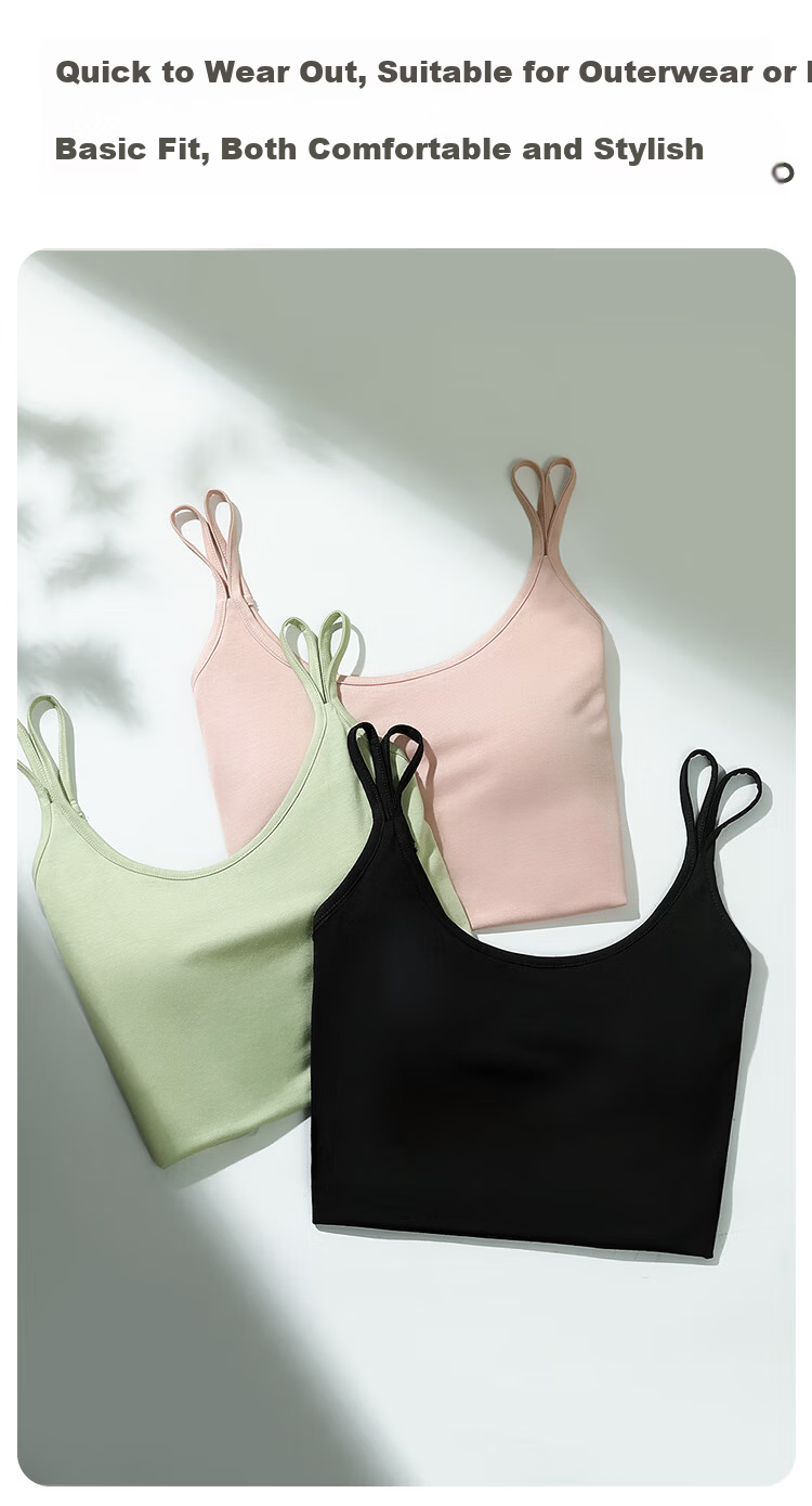 Hongdou Women's Solid Color Cooling Wearable Padded Camisole Tank Top 7
