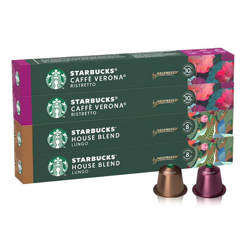 星巴克（Starbucks）胶囊咖啡多口味爆款40颗含特选综合+佛罗娜+意式浓缩+轻度 随机