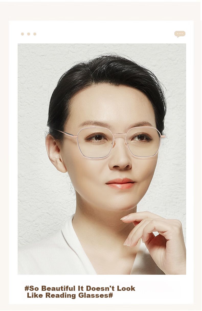 Sunset Red Titanium Reading Glasses HD Blue Light Blocking Fashionable Premium Presbyopia Glasses E111M 100 Degree Gift for Mom 6