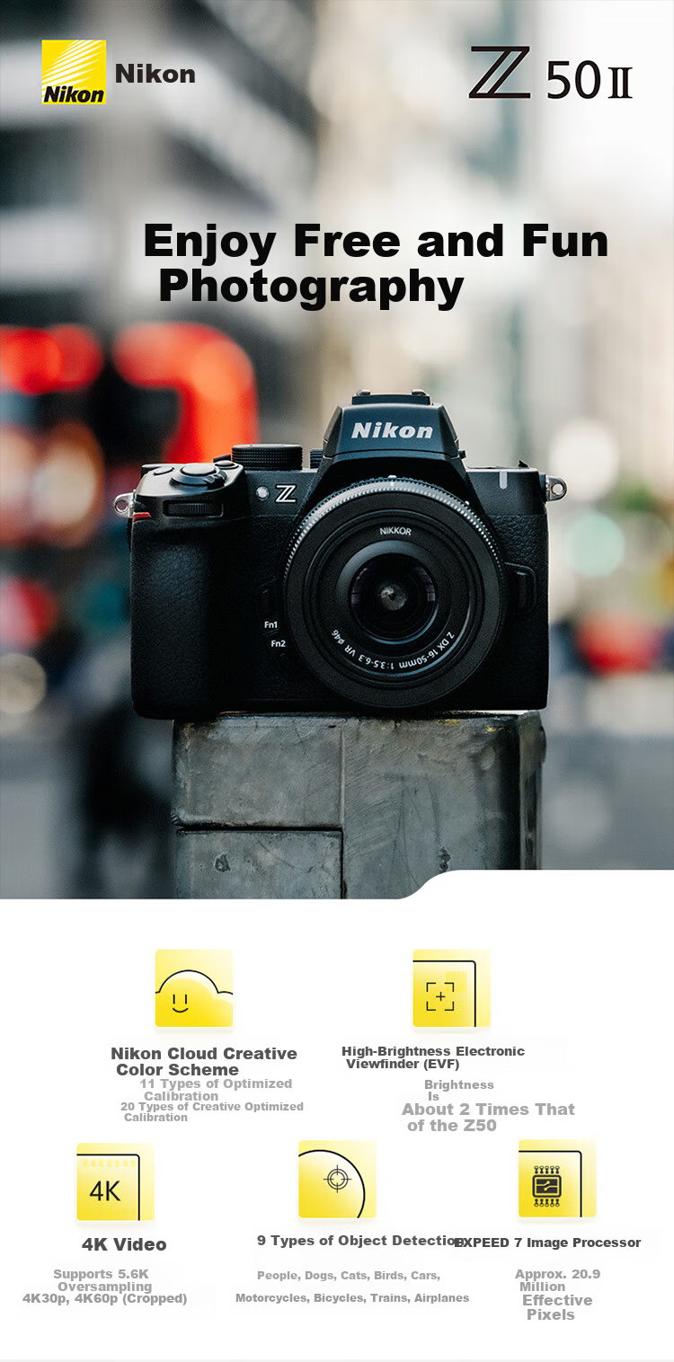 Nikon Z50II Mirrorless Camera Kit with 16-50mm And 50-250mm Lenses, EXPEED7 Processor, 4K Video, Z50ii/Z502/Z50 Second Generatio 1
