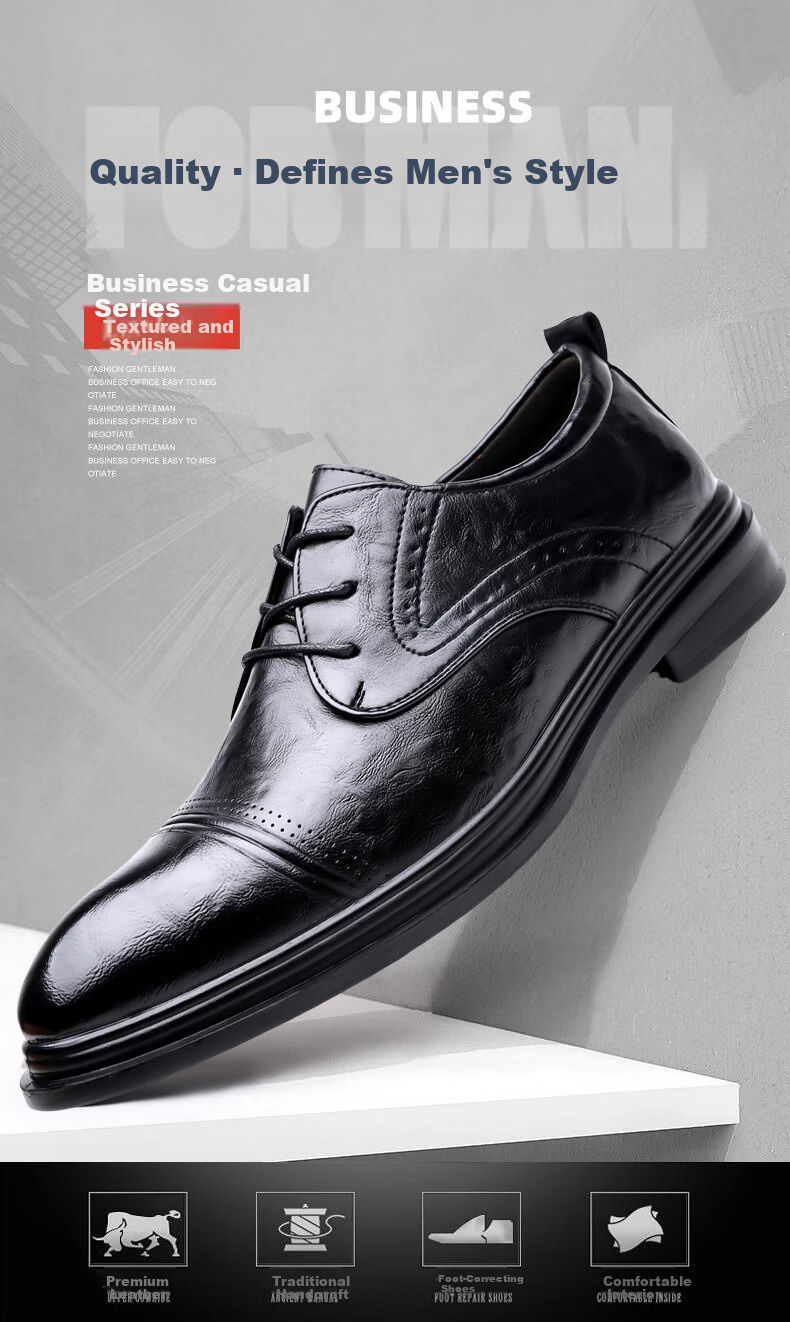 MEXICAN Men's Business Casual Leather Dress Shoes Derby Wedding Shoes Black Size 39 1
