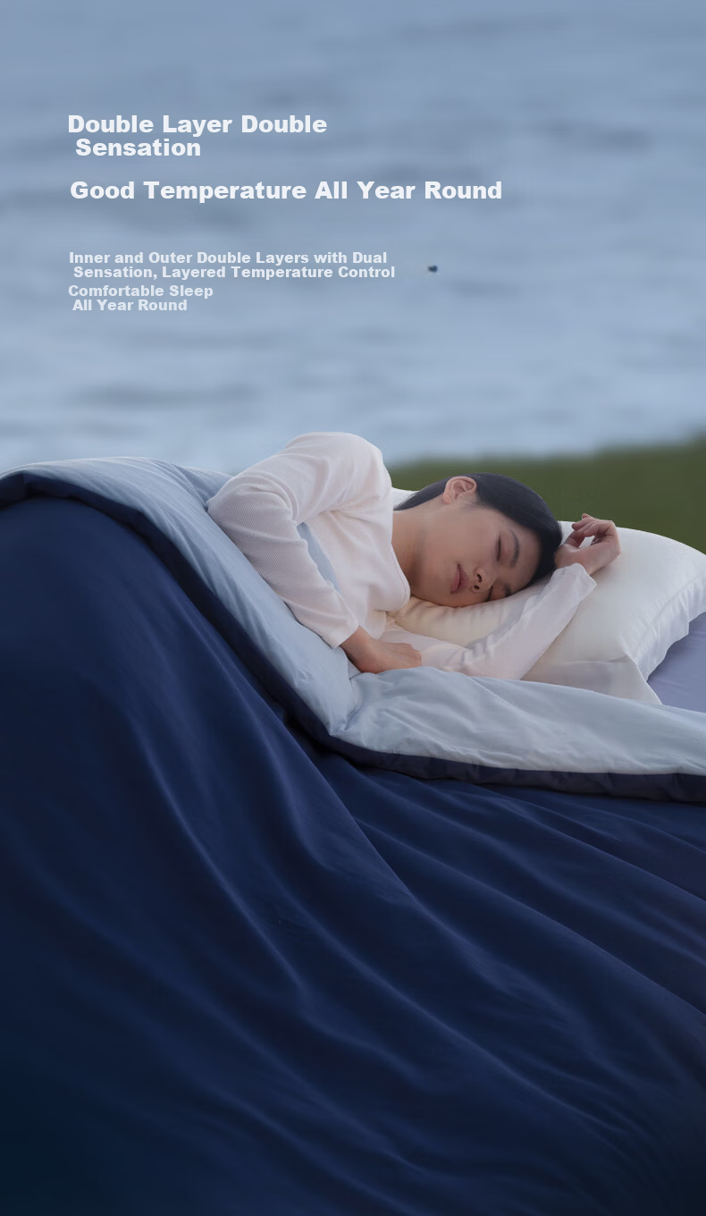 Luolai Home Textiles Aerospace Deep Sleep Quilt 60s Cotton A-Class Antibacterial Washable Spring and Autumn Warm Quilt Blue 6