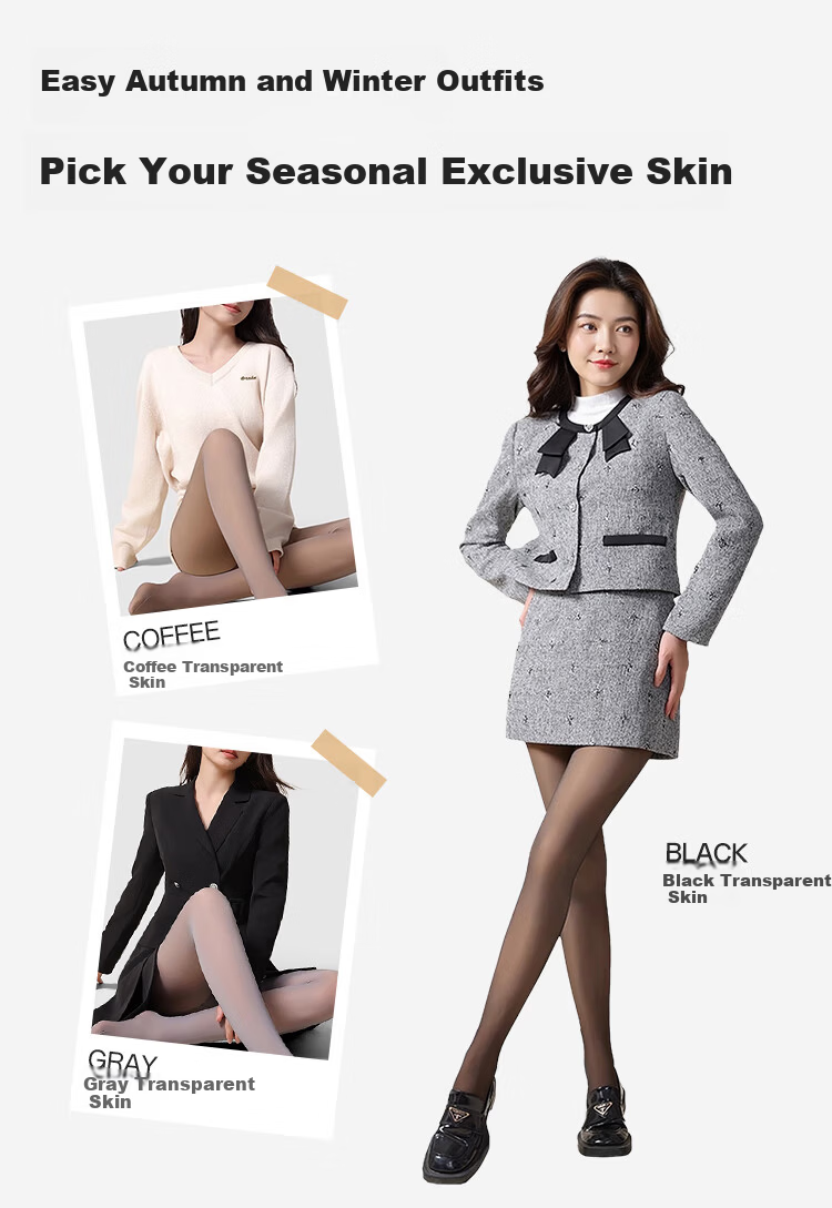 Urban Beauty Women's Black Sheer Tights Leggings Spring Autumn Sexy Nude Effect High Waist Slimming Footed Pantyhose 4