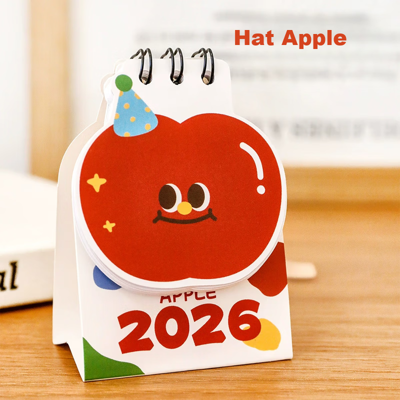 Jufu 2026 Apple Desktop Calendar Small Ornament Student Cute High-Value Plan Punch Card Calendar Gift Creative Small Calendar Spring Festival New Year Gift