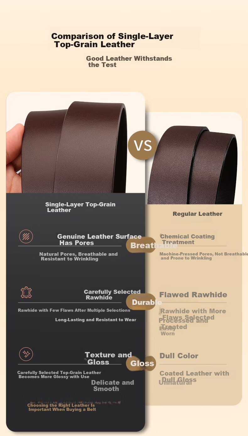 Cattlesboss Genuine Leather Men's Cowhide Belt with Pin Buckle, Top Layer Cowhide 1101 Black 125cm 7