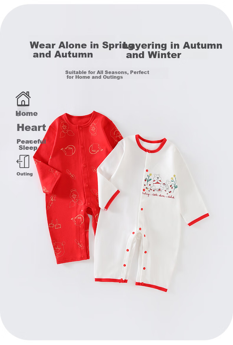 Disney Baby Newborn Romper Spring Autumn Cotton Crawling Suit A-Class Bodysuit Pajamas for Infants 4