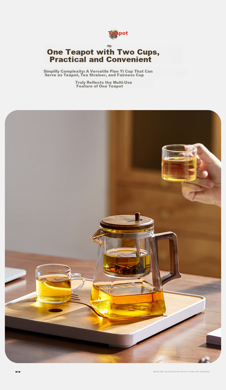 Niye Glass Teapot with Infuser High-Temperature Resistant Office Loose Leaf Tea Brewer 8