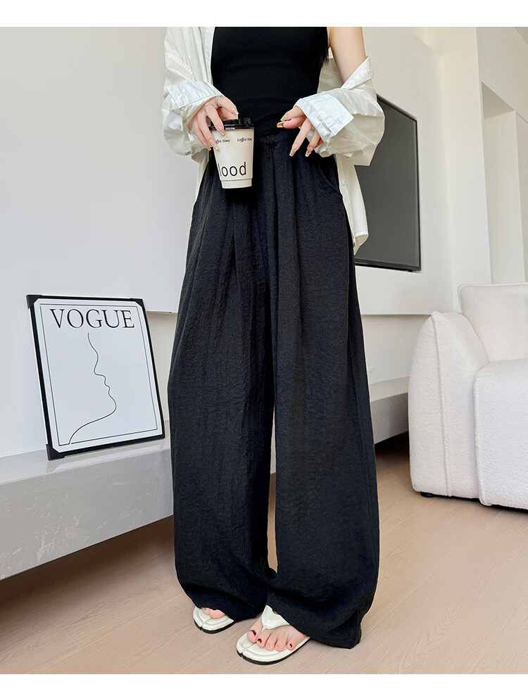 FitonTon Naifu Shanben Women's Autumn Winter New High Waist Draped Slim Casual Loose Lazy Texture Wide Leg Pants 14