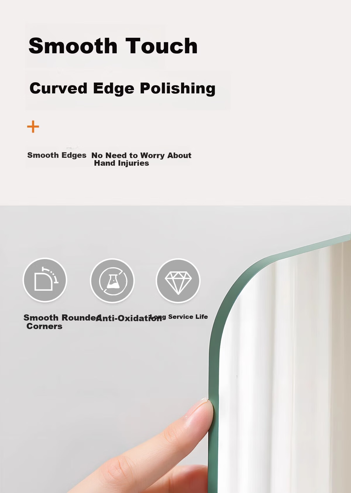 Xiaojiang Self-Adhesive Wall Mirror Full-Length Dressing Mirror for Home Bedroom Makeup Wall-Mounted Stick-On Mirror 40x150cm 11