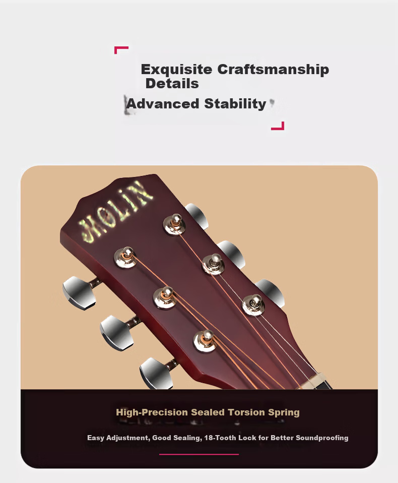Maner Musical Instruments 38-inch Acoustic Guitar Beginner Folk Guitar Western String Instrument with Full Accessories Natural Wood Color 8