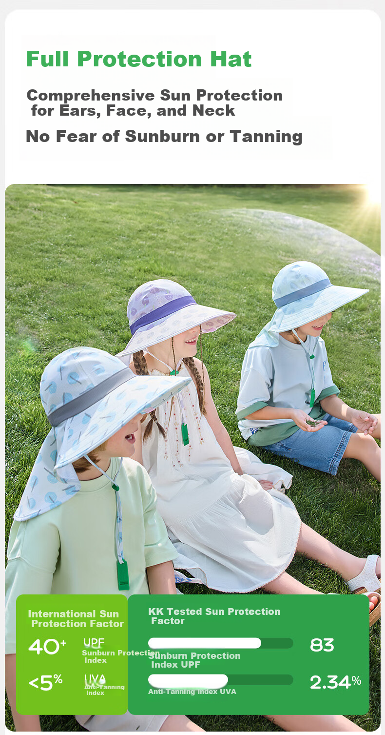Kocotreekk Kids UV Protection Baby Neck Cover Sun Hat Gray M 4