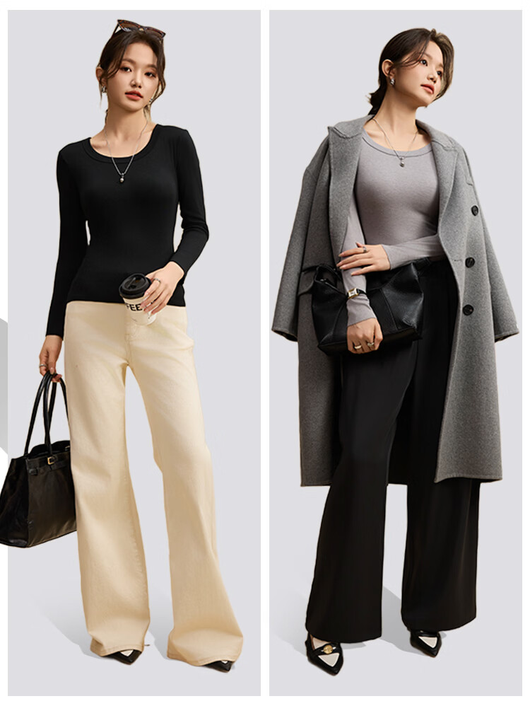 Miiow Women's Wool Acrylic Acetate Thin Round Neck Slim Fit Long Sleeve Knit Top for Spring and Autumn 13