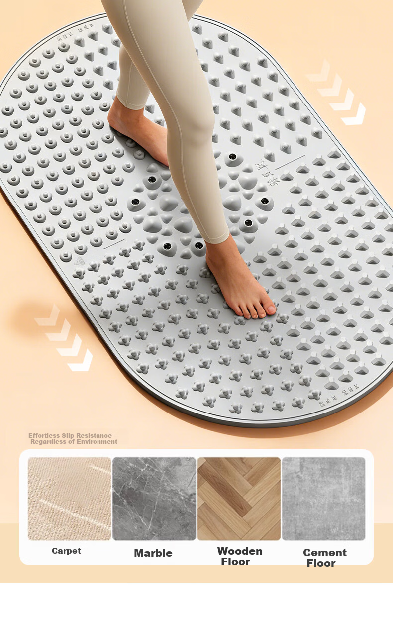 PEAK Five-Zone Soft Rubber Acupressure Foot Massage Mat Slow Running Foot Sole Acupoint Silicone Circulation Pad 18