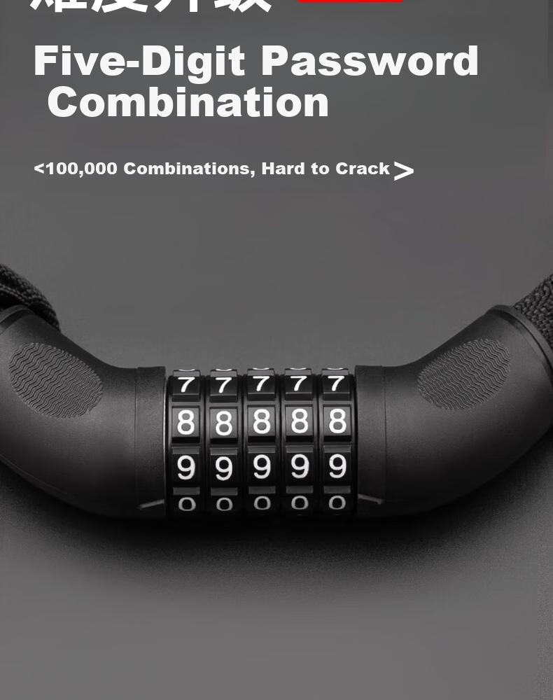 Phoenix Mountain Bicycle Lock Anti-theft Password Chain Lock for Electric Bike, Electric Scooter, Motorcycle, Glass Door Portable Chain Lock 8