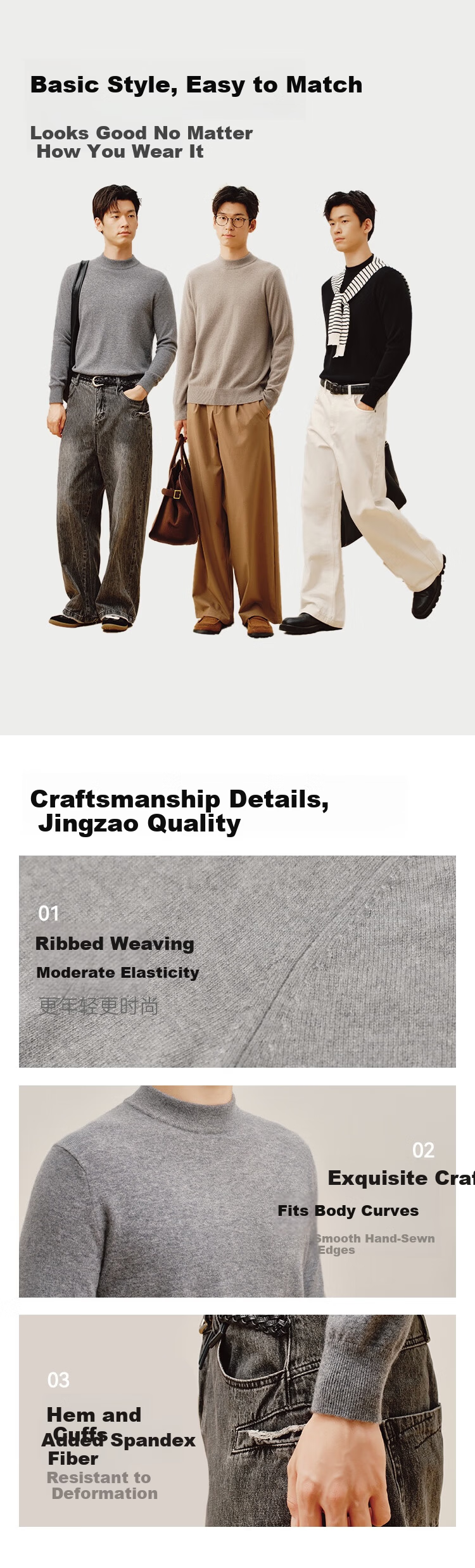 JD Original Pure Cashmere High-End Cashmere Sweater Wool Pullover Men's Winter Gift Box, Camel Color, Size L 8