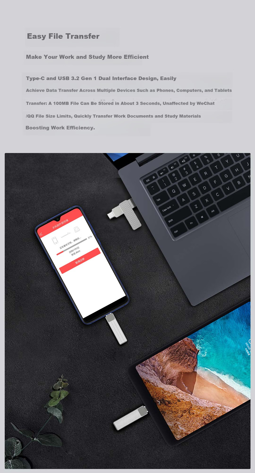 Lenovo Invests in Brand Yinengzhe, 256GB USB3.2 Lightning Dual-Interface Apple Phone Flash Drive, F510 Metal Rotating Protective Case, Dual-Purpose USB Drive for Phones And Computers 4