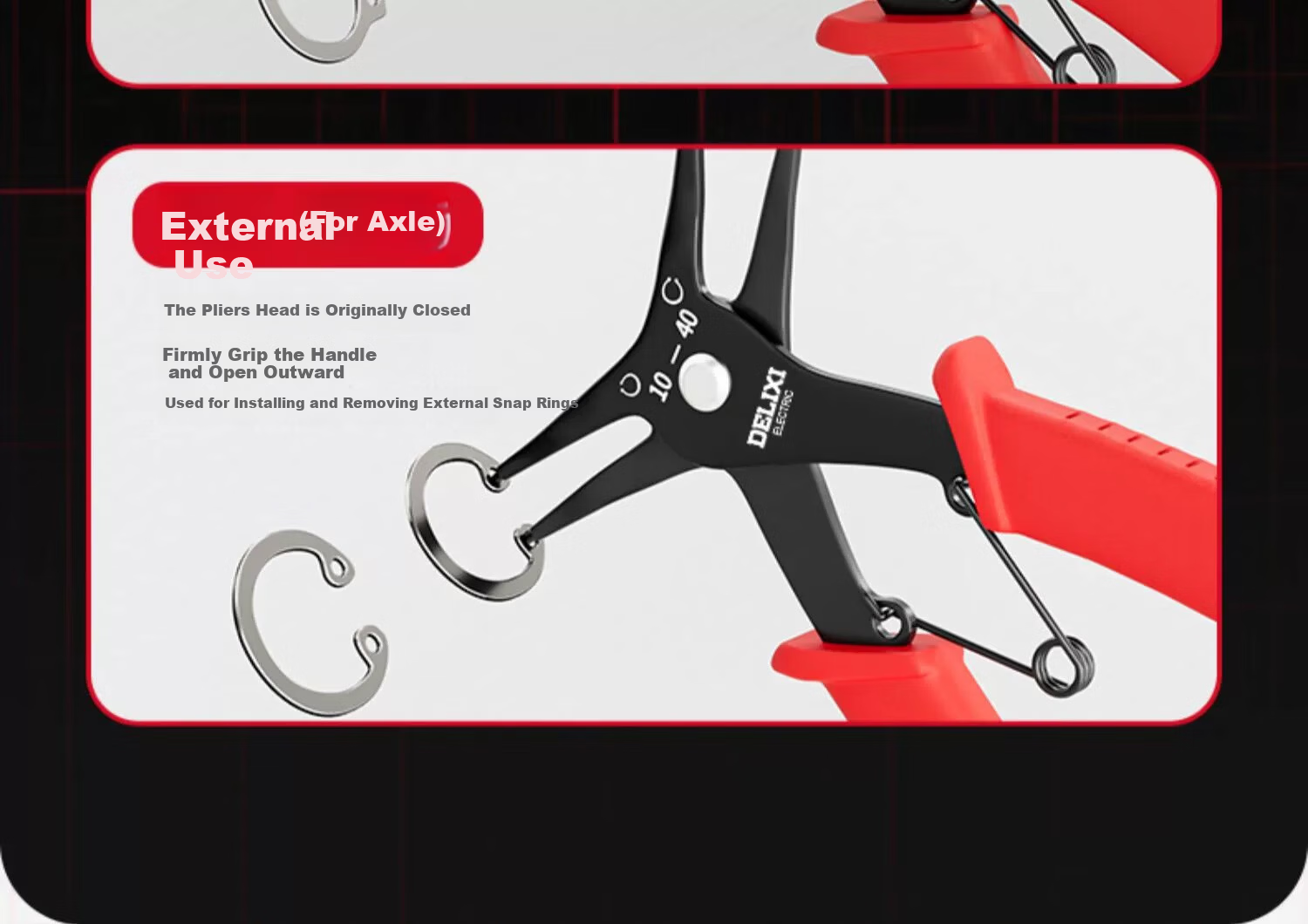 Delixi Dual-Use Snap Ring Pliers Multi-Functional 2-in-1 Internal and External Circlip Pliers Spring Retaining Ring Removal Expansion Pliers 7