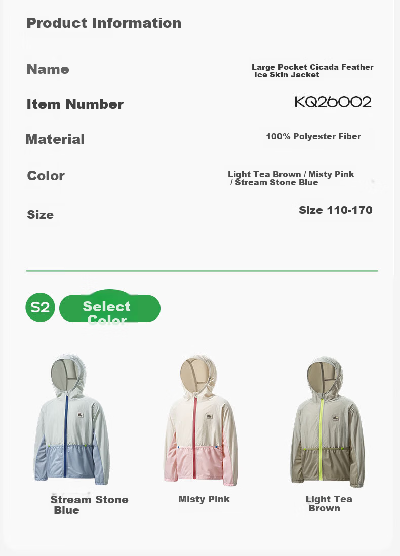 Kocotree KK Tree Kids Sun Protection Jacket Cooling Breathable Skin Jacket Baby Outdoor Lightweight Colorblock Large Pocket 6