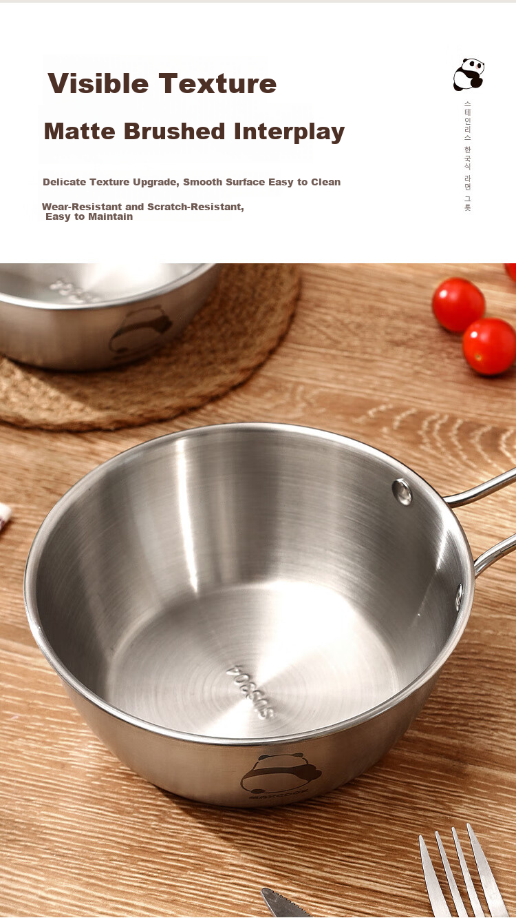 MAXCOOK 304 Stainless Steel Bowl with Lid and Handle Soup Bowl Noodle Bowl Korean Style Rice Wine Bowl Large Bowl for Bibimbap MCWA8296 5