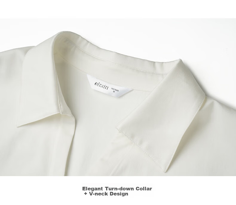 Olrain V-Neck Long Sleeve Shirt Women Spring New Loose Casual Slim Fit Elegant Top White M 17