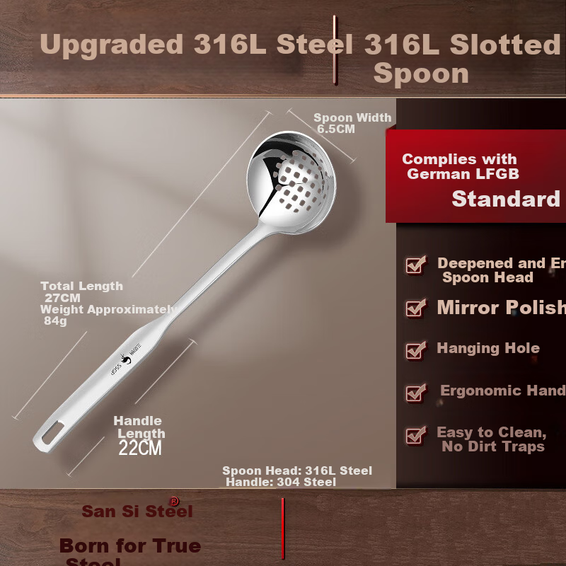 SSGP 316L Stainless Steel Skimmer Spoon Hot Pot Strainer Mesh Spoon Noodle Dumpling Draining Spoon Peppercorn Strainer Single Pack 6