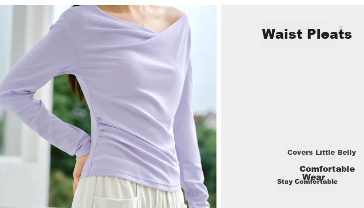 Semir Women's Spring Long Sleeve T-Shirt Short Asymmetric Off-Shoulder Slim Fit Top 2026 109126101001 20