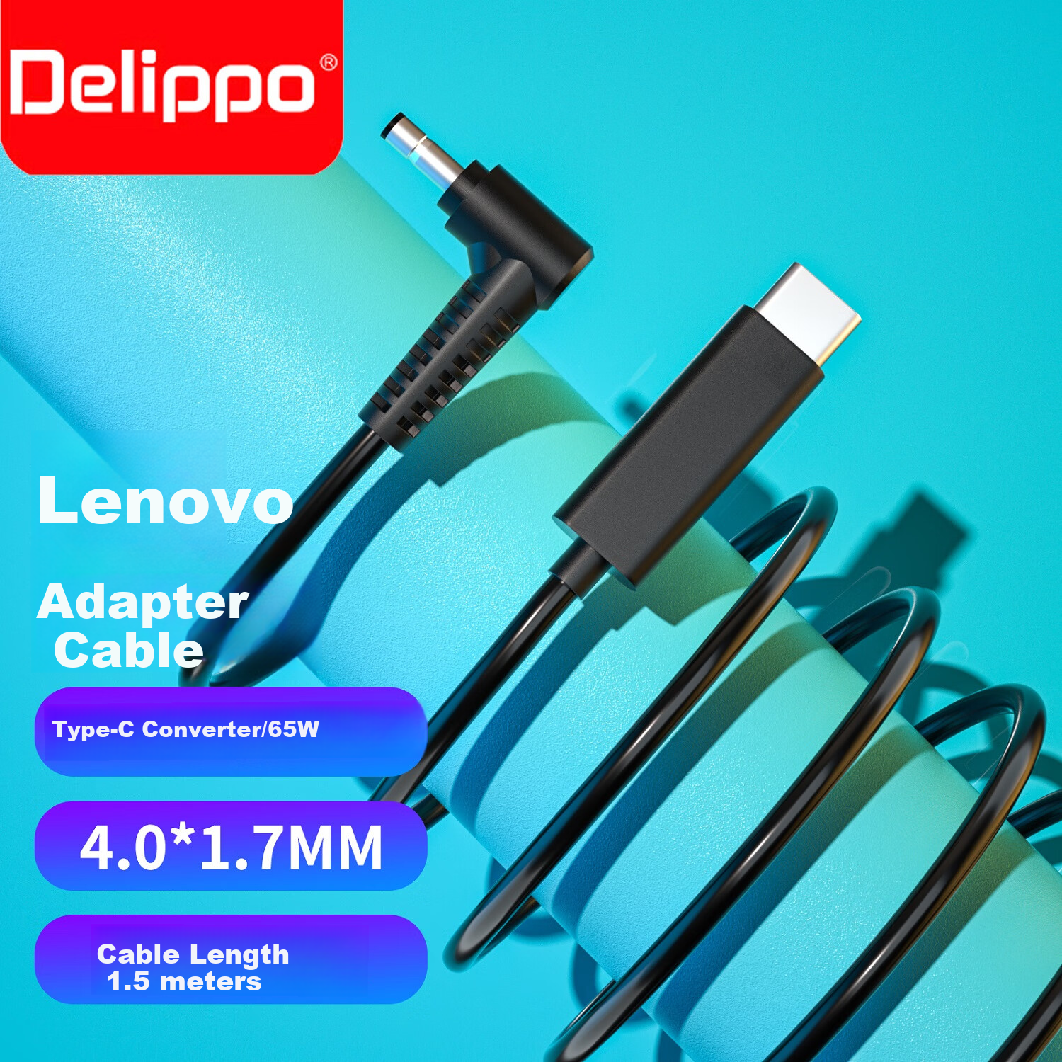 Delippo PD Charging Cable 65W/45W for Lenovo Laptop Xiaoxin Air 12/13/14 Chao 5000 Chao 7000-1314 20V Small Port Power Adapter Cable