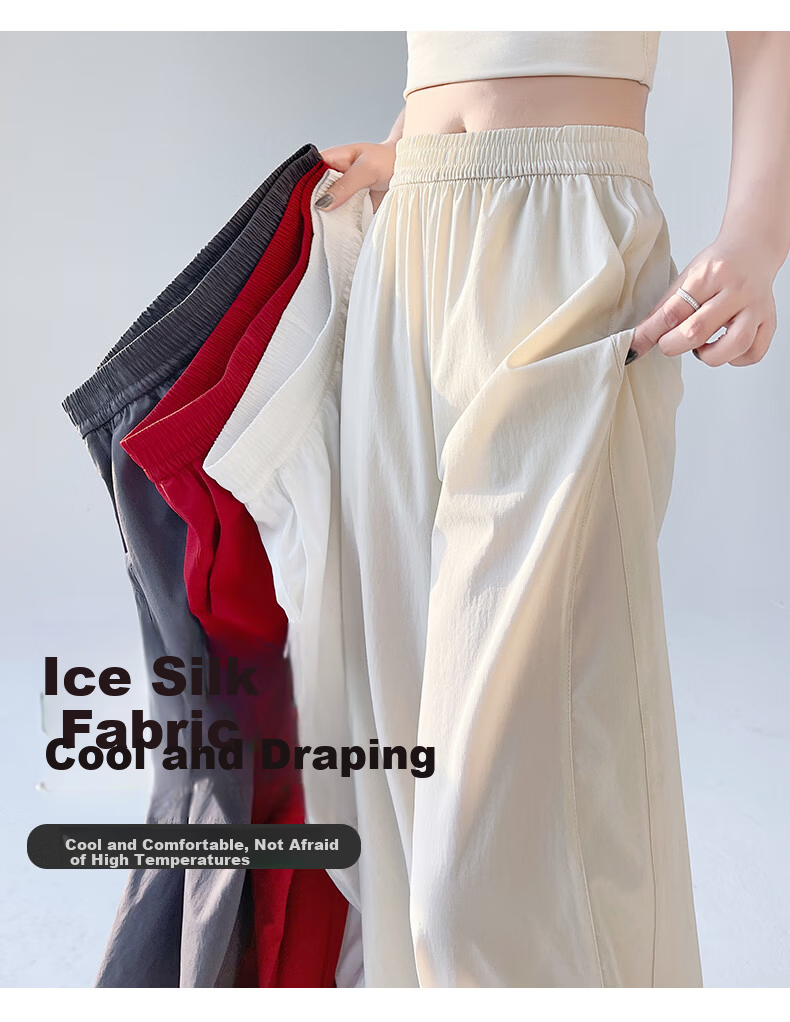 La Chapelle Women's Cargo Pants 2026 New Spring Summer Paratrooper Lightweight Ice Silk Quick-Dry Wide-Leg Drawstring Sports Trousers 11