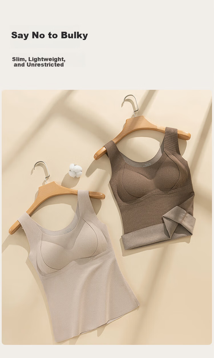 Urban Beauty Women's Thermal Vest with Padded Bra, Fleece-Lined Thickened Seamless Base Layer Vest for Autumn and Winter 9