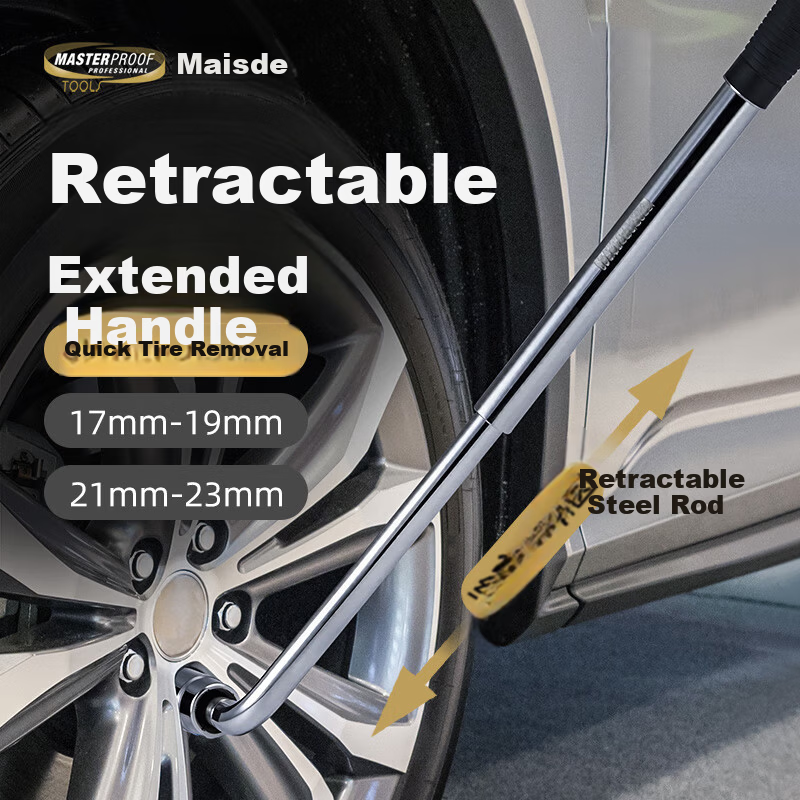 MASTERPROOF L-Shaped Telescopic Car Tire Wrench Hex Socket Automotive Repair Tire Changing Tool