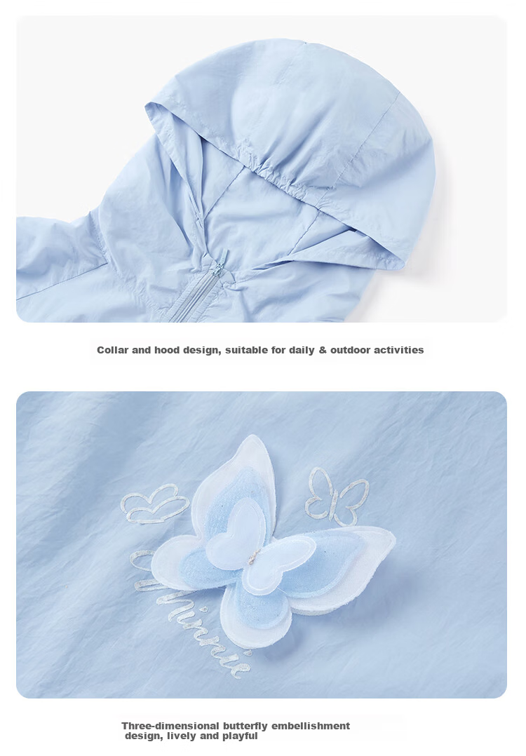 Disney Girls Lightweight UPF50+ Sun Protection Hoodie, Thin Ice Silk Breathable Sun Shirt, Blue, Size 170 6