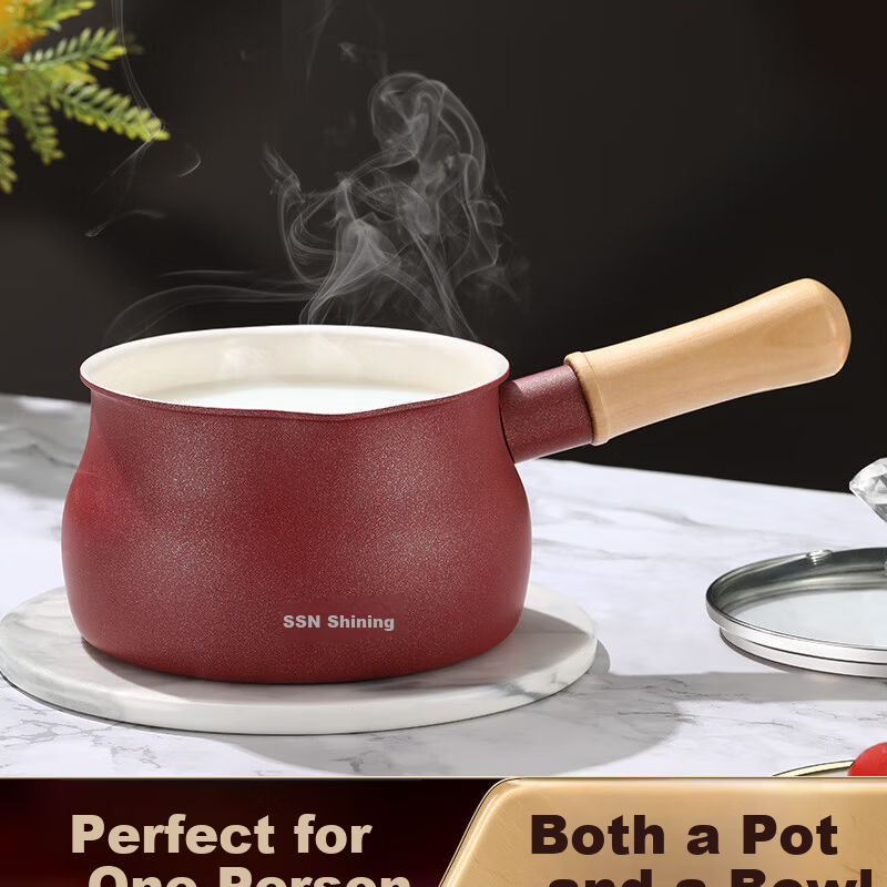 SSN Ceramic Non-Stick Small Milk Pot Hot Milk Boiler Small Saucepan 7