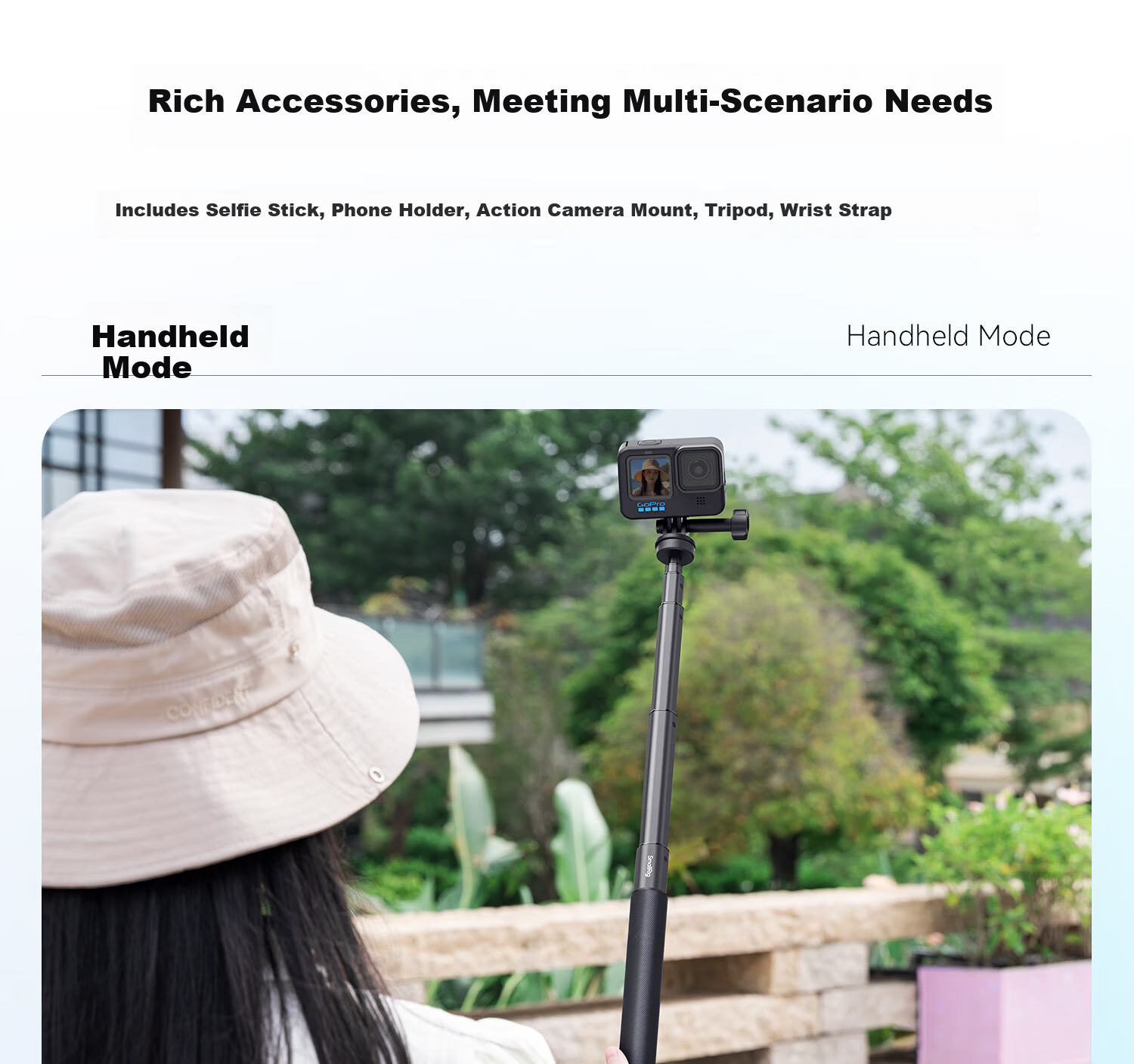 SmallRig 5403 Selfie Stick for DJI Action 5/Pocket 3/GoPro 13/FeiyuTech X5/ACE2 Pro Handheld Shooting Accessories Sports Camera Extension Rod with Phone Clamp 8