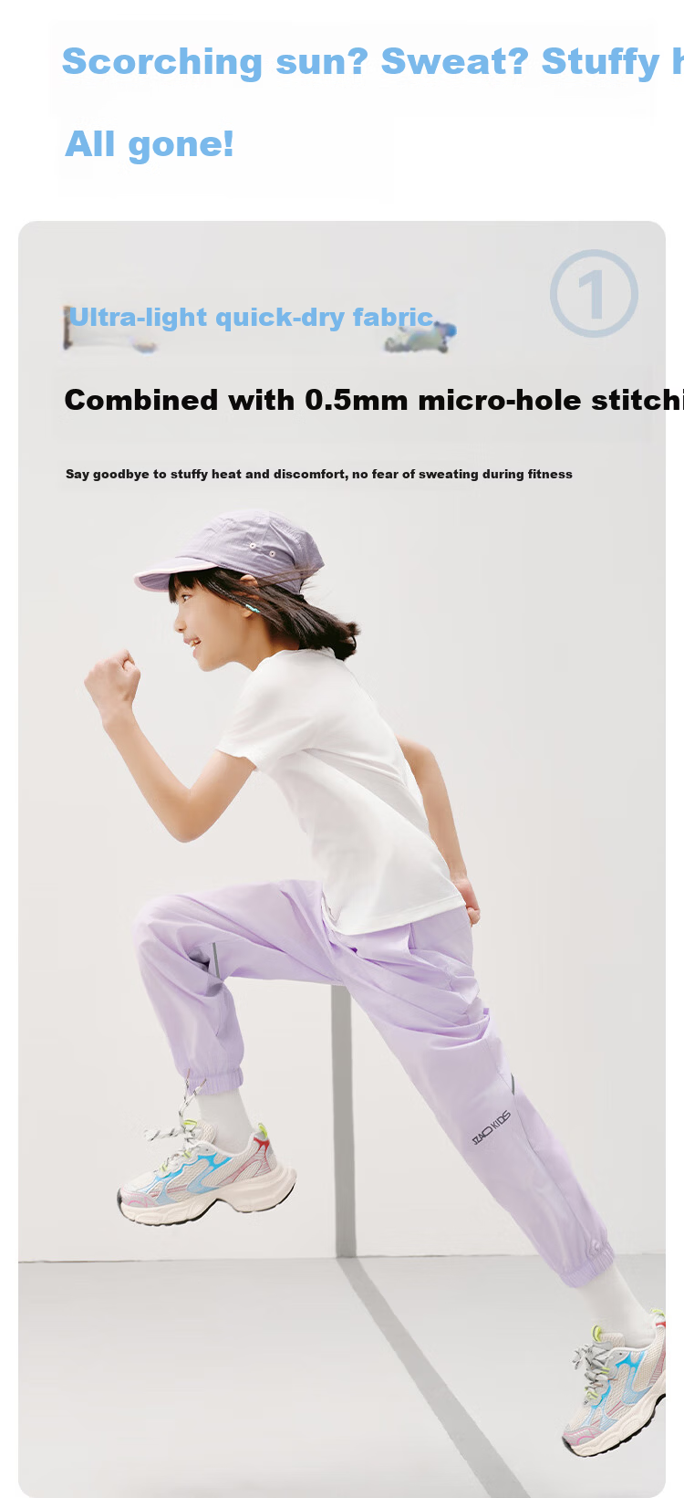 JD Jingzao Kids Sports Pants Long Trousers Boys Girls Quick-Dry Breathable Jogger Sweatpants Summer Gift Light Gray M 4