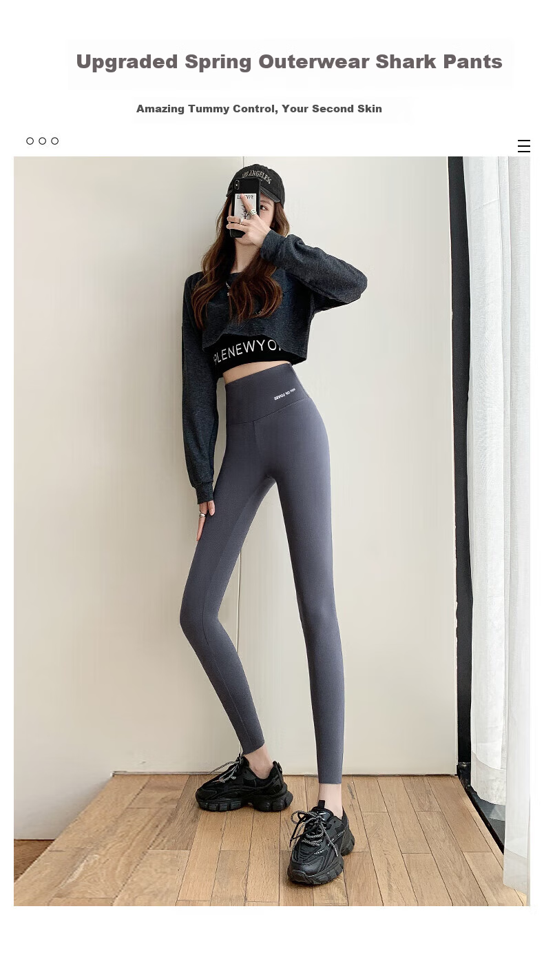 LangSha Women's Shark Pants Spring 9/10 Length Slim Fit Fitness Yoga Sports Leggings 2025 New Tight Bottoms 2
