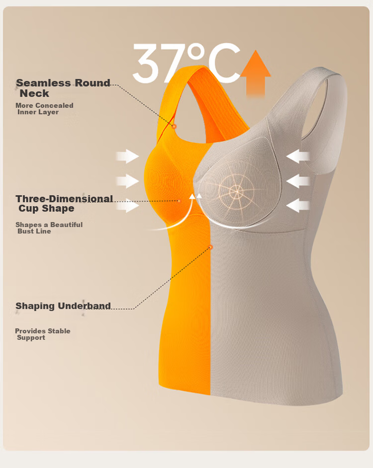 Urban Beauty Women's Thermal Vest with Padded Bra, Fleece-Lined Thickened Seamless Base Layer Vest for Autumn and Winter 8