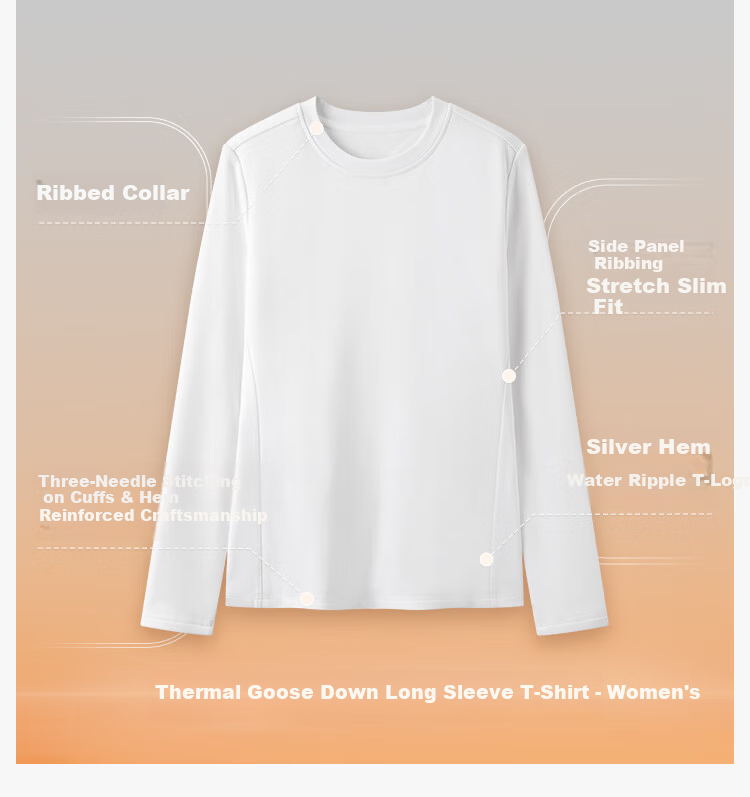 Thumb White Small T [Machine Washable Water-Repellent Goose Down T] Autumn Winter Men's and Women's Down Warm T-Shirt Base Layer Men's Bright White L 9