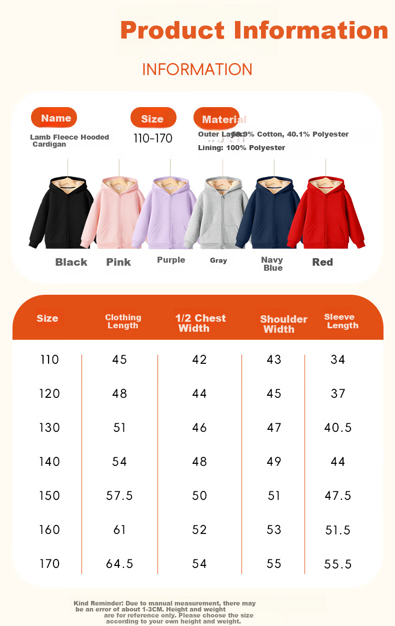 JEANSWEST Boys' Autumn Winter 2025 Fleece-Lined Hooded Sweatshirt Warm Thick Lamb Wool Cardigan for Older Kids 5
