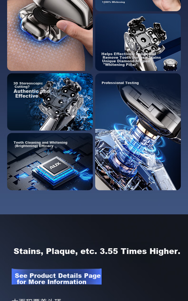 AUX Bald Head Hair Clipper Electric Shaver for Men Self Haircut Home Use Electric Beard Trimmer Haircutting Machine Gift 5