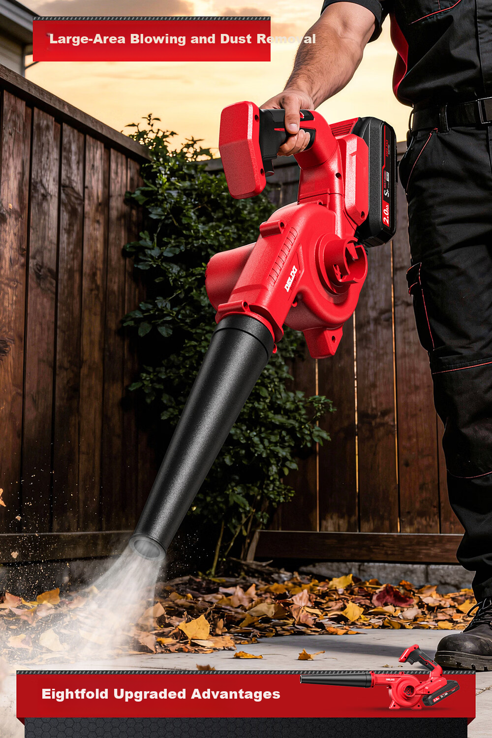 DELIXI ELECTRIC Lithium Battery Blower Snow Blower Dust Removal Household Electric Blower Tool 2